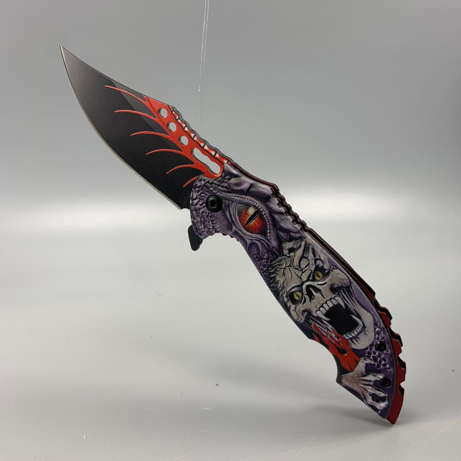 Dark Hell Dragon Skeleton Folding Knife (Purple Red)